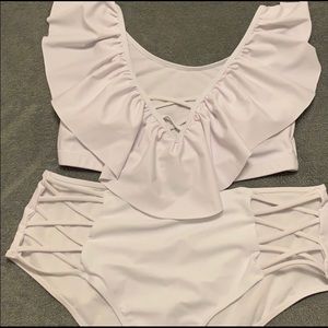 Swim - Women’s White Crisscross Swimsuit Swim - Women’s White Crisscross Swimsuit